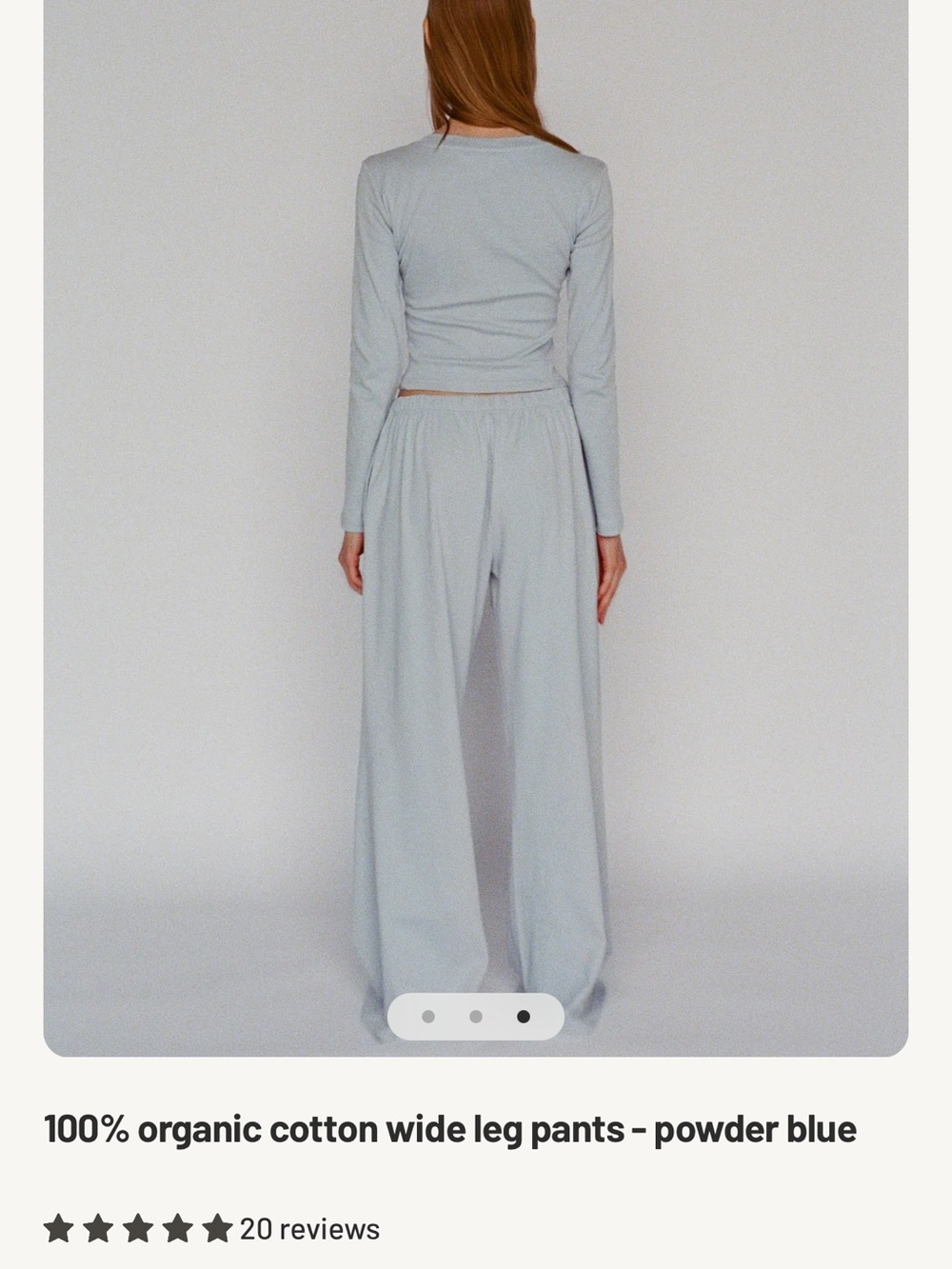 LAYERE Powder Blue Long Sleeve Pajama Pants! Organic Cotton - Picture 3 of 3
